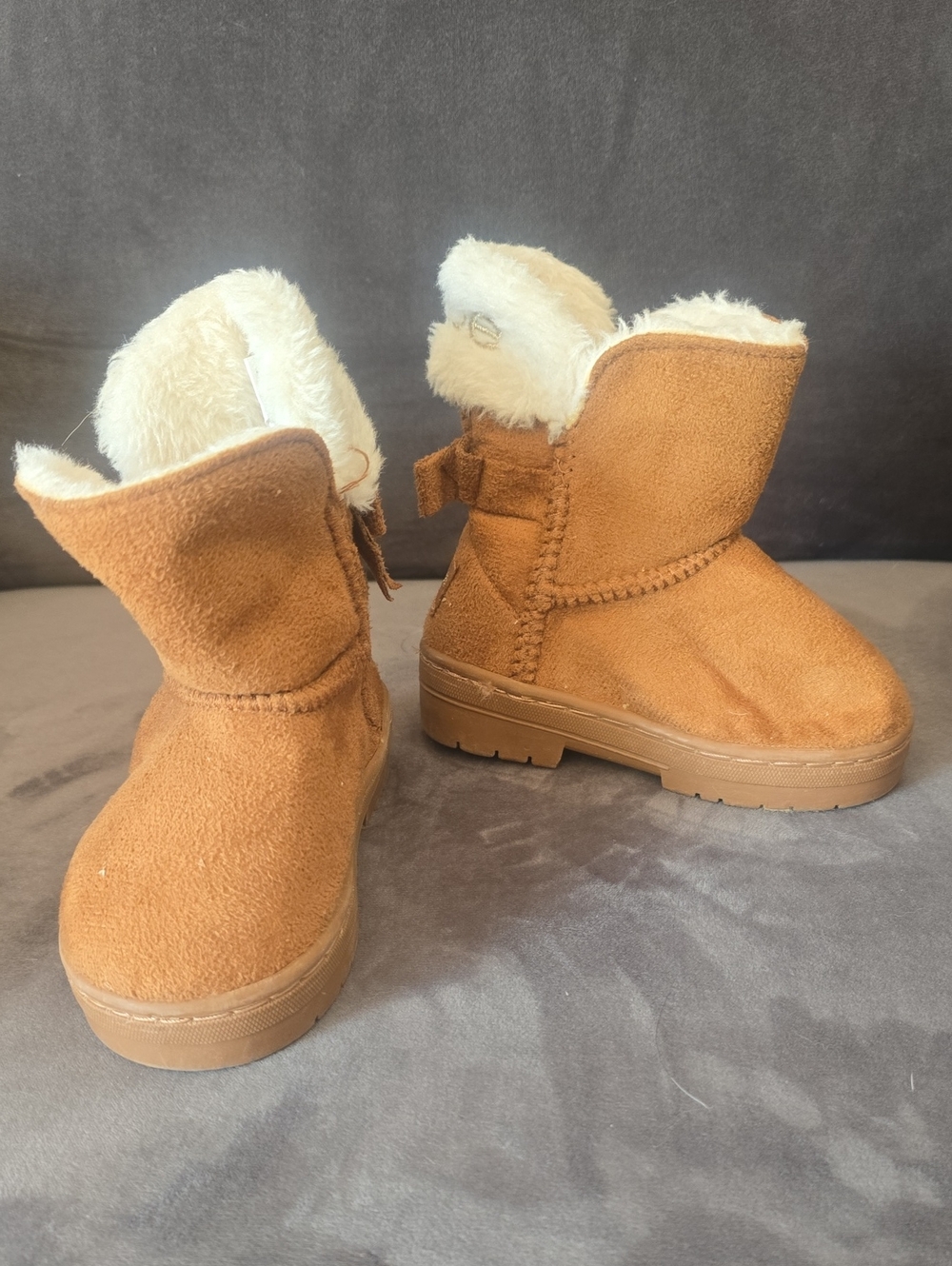 Cozy Faux Fur Lined BEBE Girls Ankle Boots - Camel